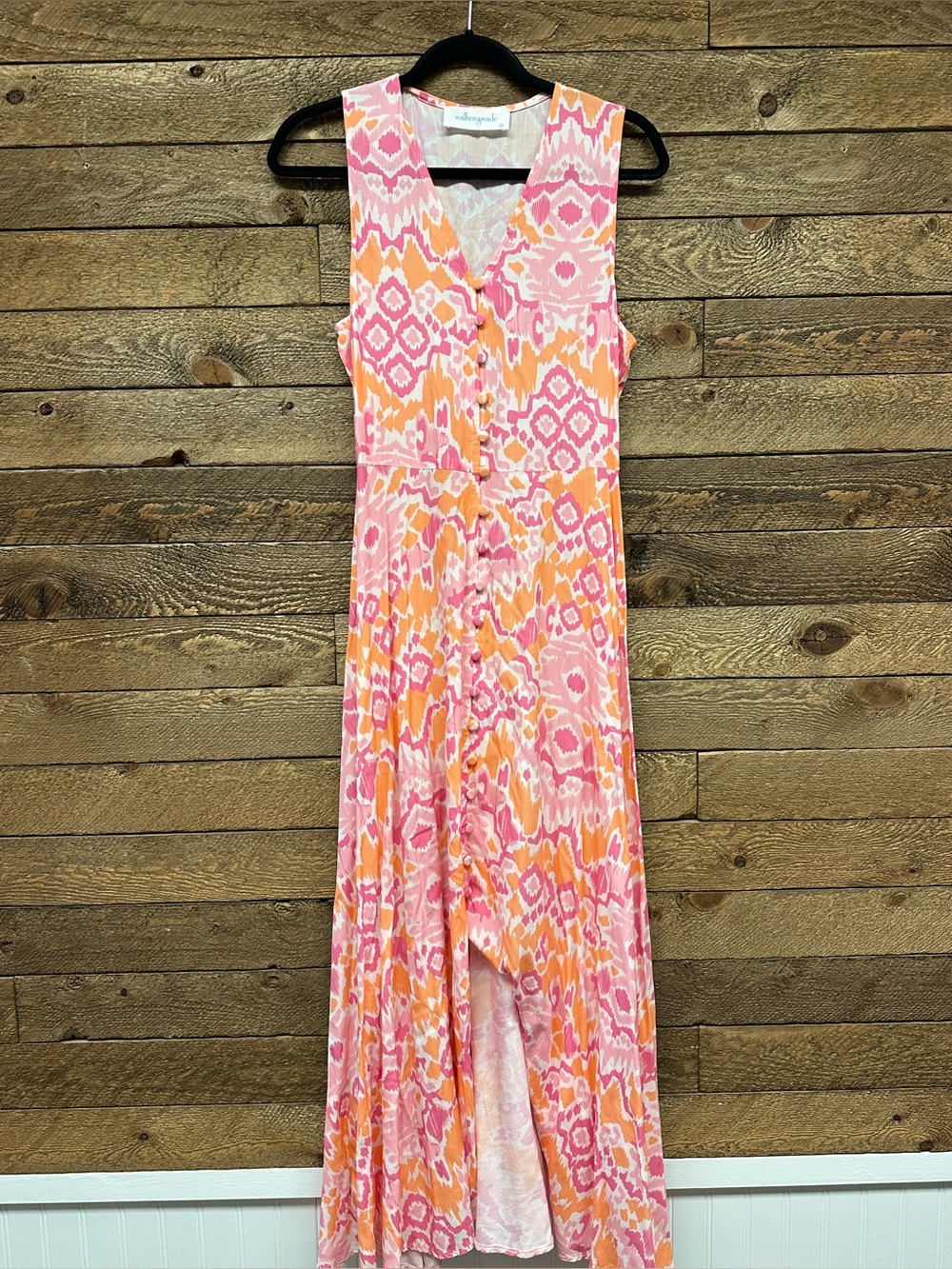 Walker & Wade Pink & Orange Ikat Maxi Dress | XS - Picture 2 of 7